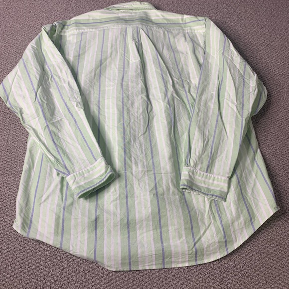 Brooks Brothers Mens‎ Shirt Size Large Green Striped Supima Cotton Button Down - Picture 6 of 11